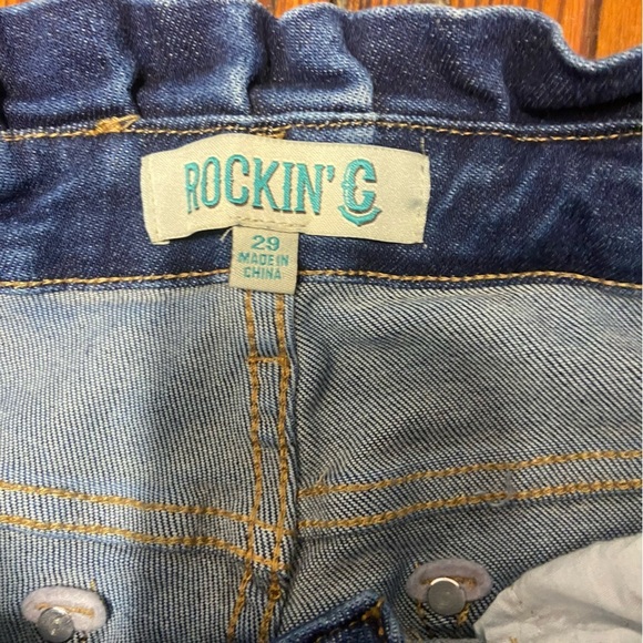 Rockin’ C Women's High Rise Flared Jeans Size 29 Elastic Waist Raw Hem Western - Picture 5 of 11